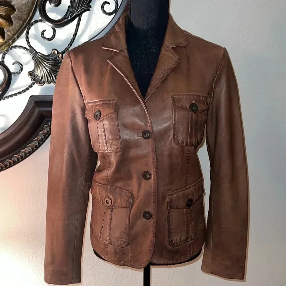 Sundance Tan Leather Blazer - Picture 12 of 14